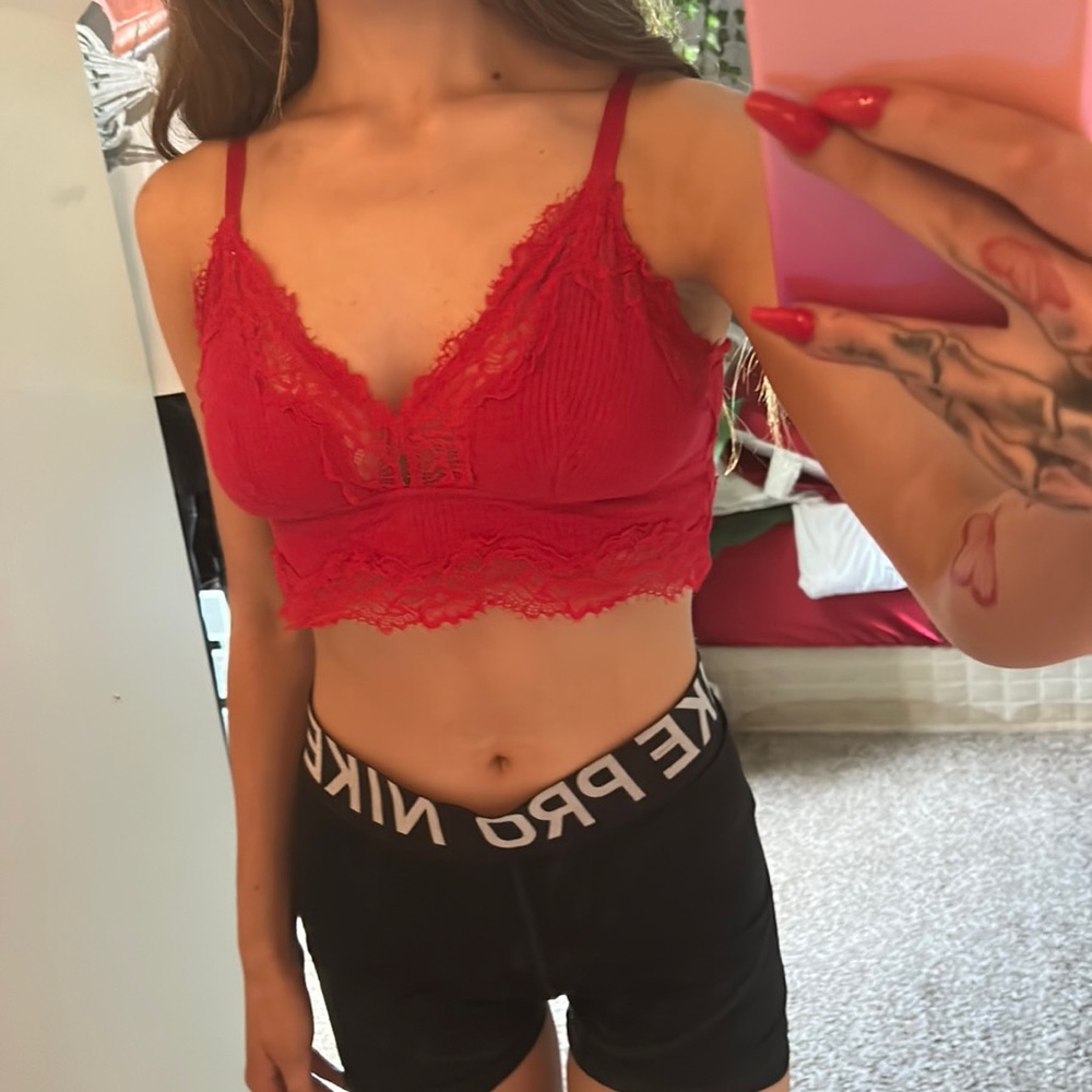 red bralette